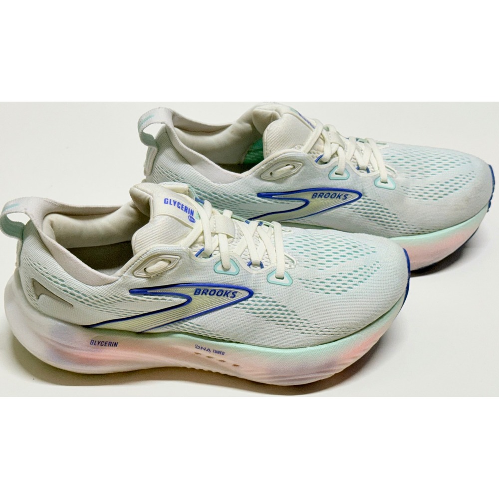 Brooks Glycerin 22 Womens Running Shoes White Blue DNA Tuned 1204341B110 Size 9